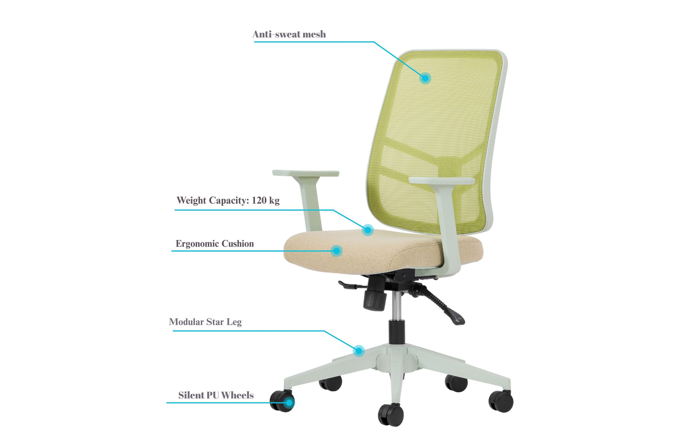 Scaun de birou Lotus, verde  7